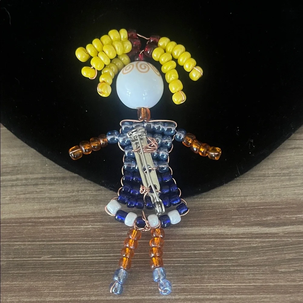 Colorful Beaded Doll Brooch